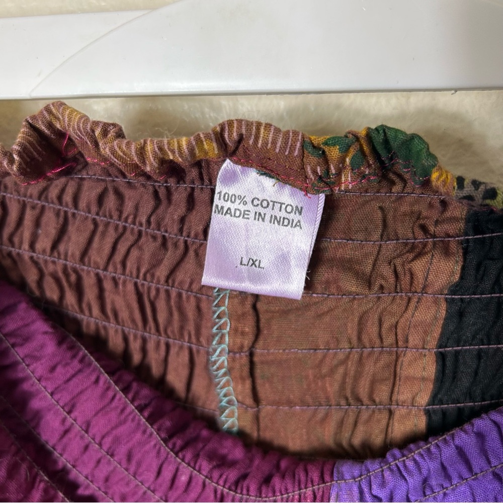 Multicolor Patchwork Drop Crotch Harem Pull On Pa… - image 8